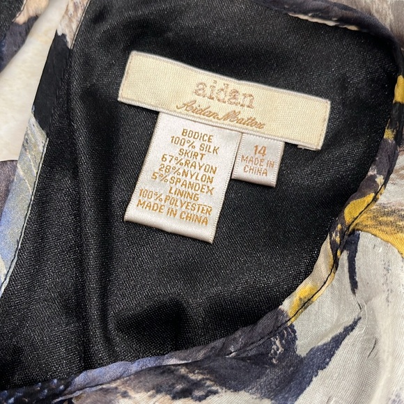 Aidan‎ Mattox Silk Blouson Mini Dress | Blue Grey Black | Size 14 | Excellent - Picture 11 of 15